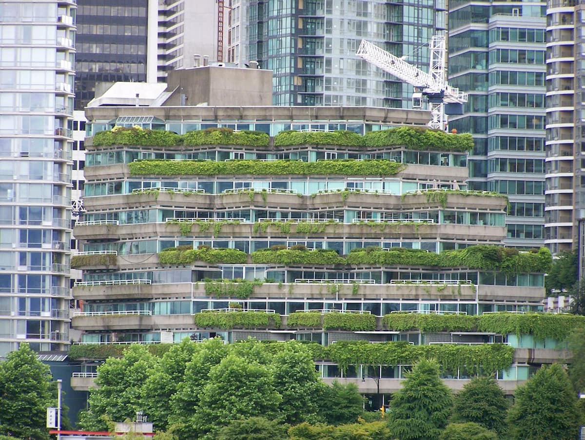 Example of a green roof on a building, illustrating a microclimate solution.